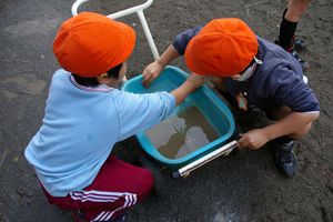 学期末遊具洗いと手作り絵本の読み聞かせ